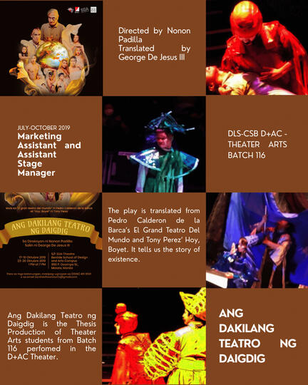 ANG DAKILANG TEATRO NG DAIGDIG — MARKETING ASSISTANT / ASSISTANT STAGE MANAGER